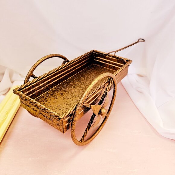 Rustic Metal Wagon Planter Box, Decor Piece, Vintage - Picture 6 of 7